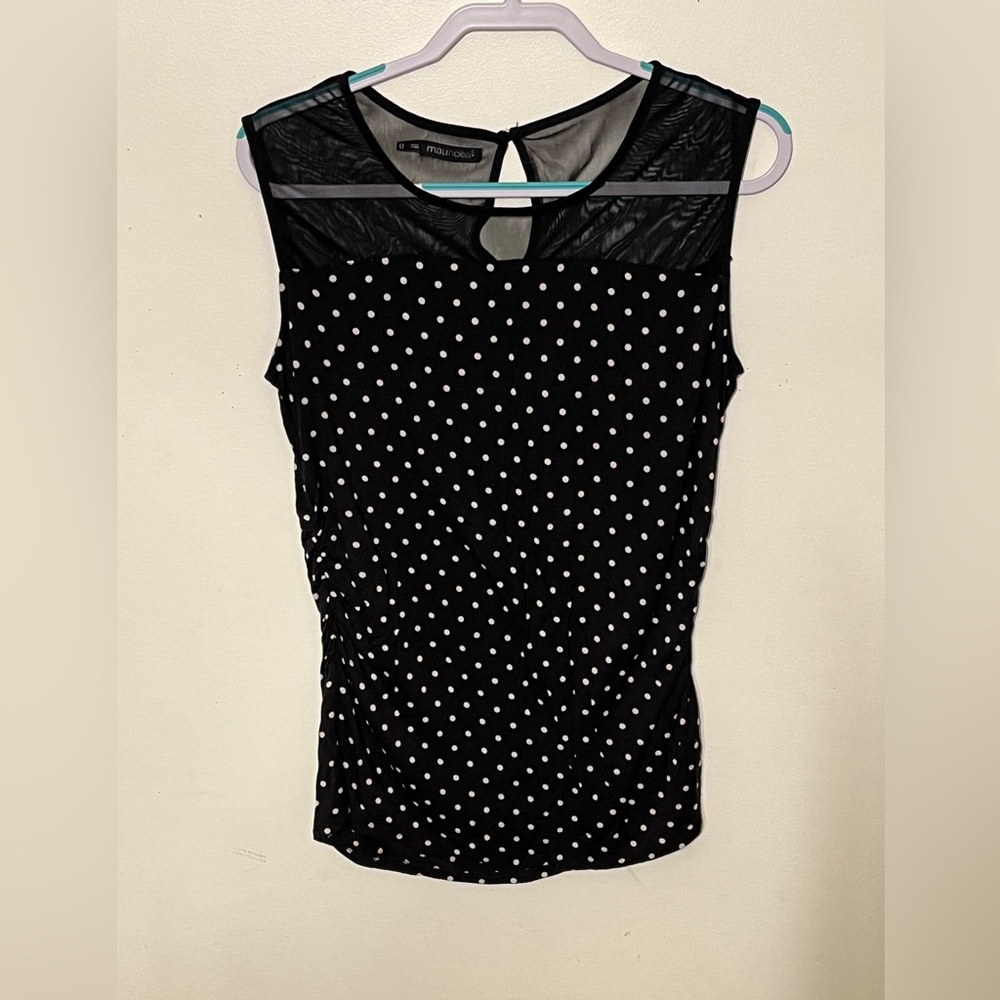 Maurices Black and White Polka Dot Sleeveless Blouse. Size 0. EUC.